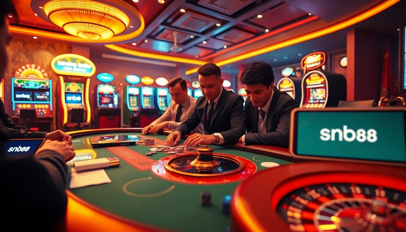 Experience thrilling gameplay at sn88 online casino with vibrant poker tables and slot machines.