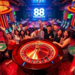 New 88 casino scene showcasing players at roulette and slots celebrating big wins.