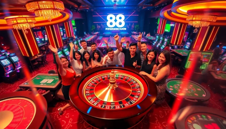 New 88 casino scene showcasing players at roulette and slots celebrating big wins.