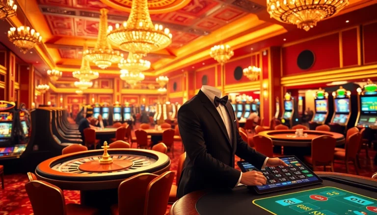 Experience the thrill at Go8.com with players huddled around glamorous casino tables.