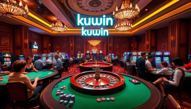 kuwin casino scene featuring exciting roulette action and vibrant décor.