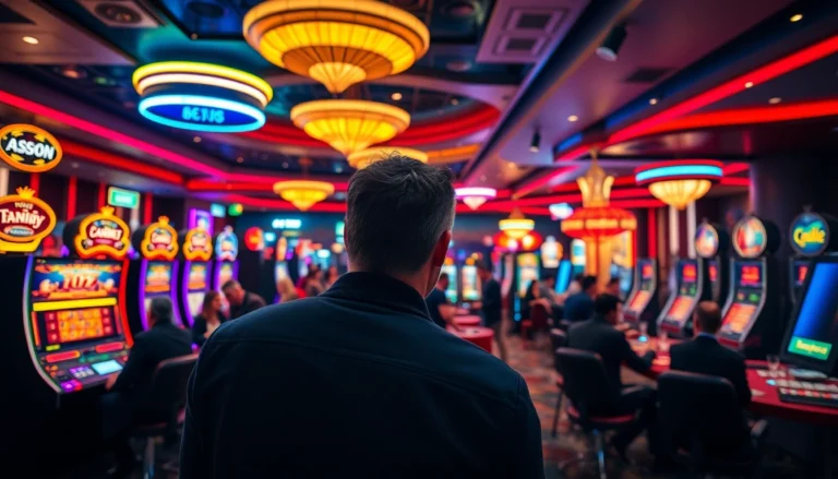 Players enjoying thrilling games at https://okwin68.net/, featuring vibrant casino activities like slots and poker.